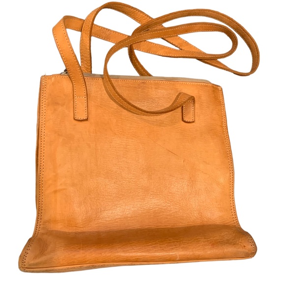 Vintage Light Brown Leather Bag with Longhorn Silver Piece - Picture 3 of 6